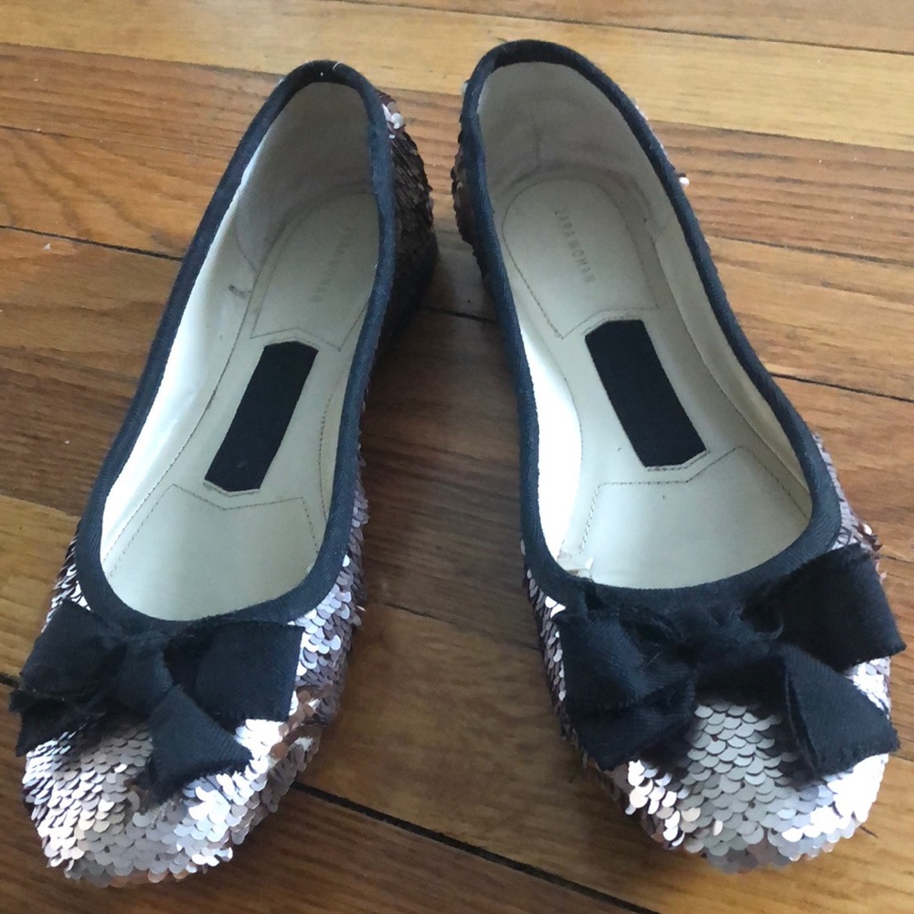 ZARA sequin flats. Size 9